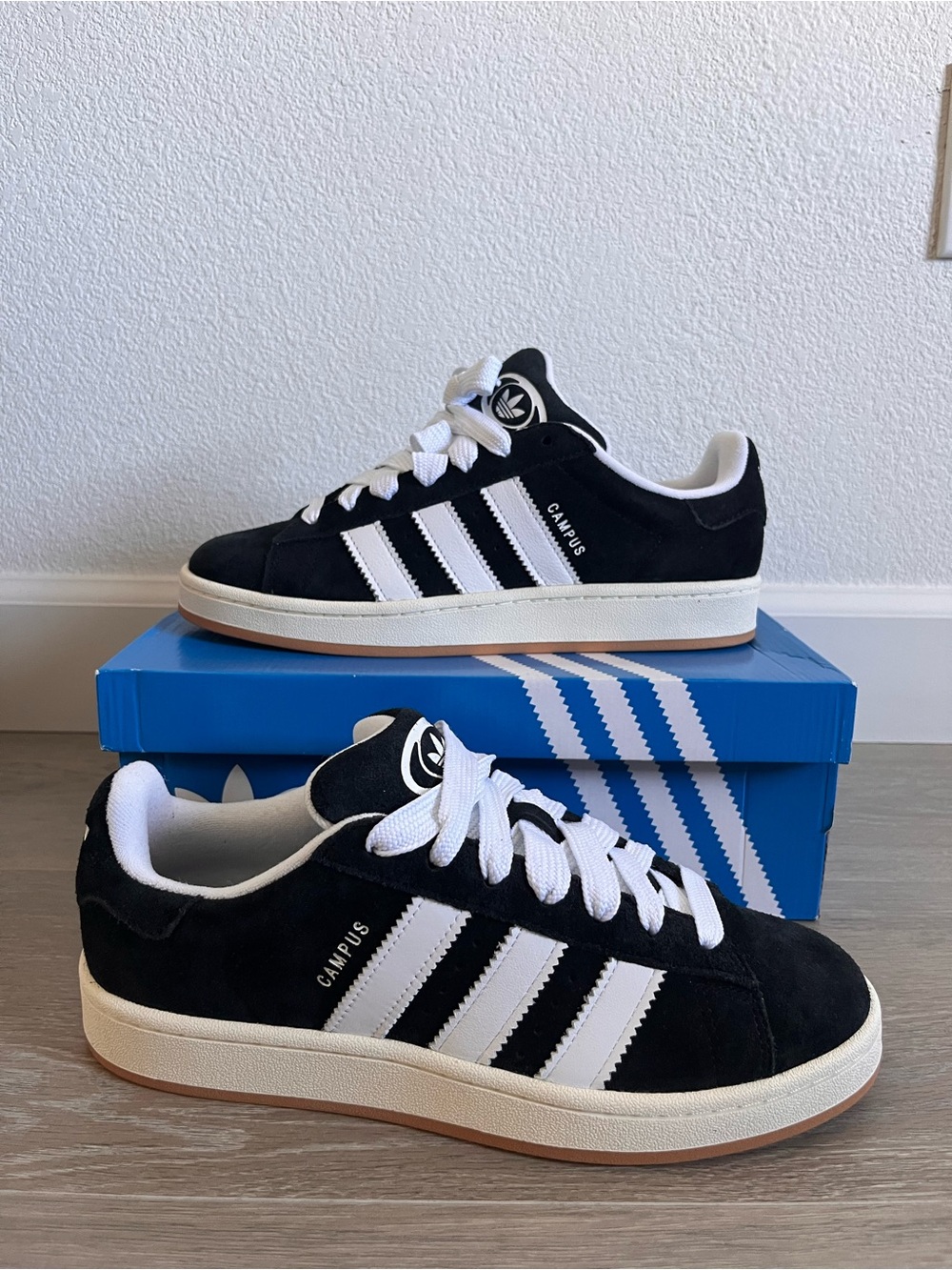 adidas Campus Black White Suede Sneakers